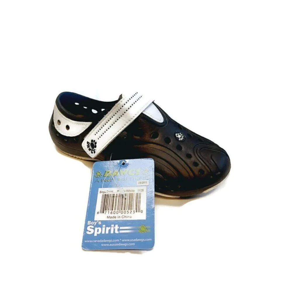 Dawgs Spirit Youth Boys Size 11 Black White Water Light All Terrain Slip On Shoe
